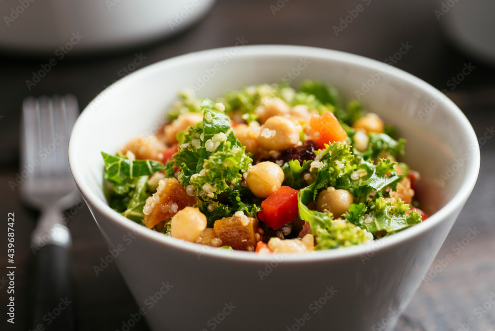 Quinoa, Kale Salad with Chickpeas and Dried Fruits Quinoa, Kale Salad with Chickpeas and Dried Fruits