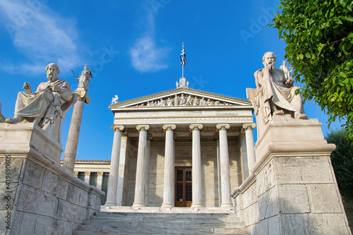 the statue of Socrates, Platon, Athena and Apollon . National and Kapodistrian University.Athens, Gr photo