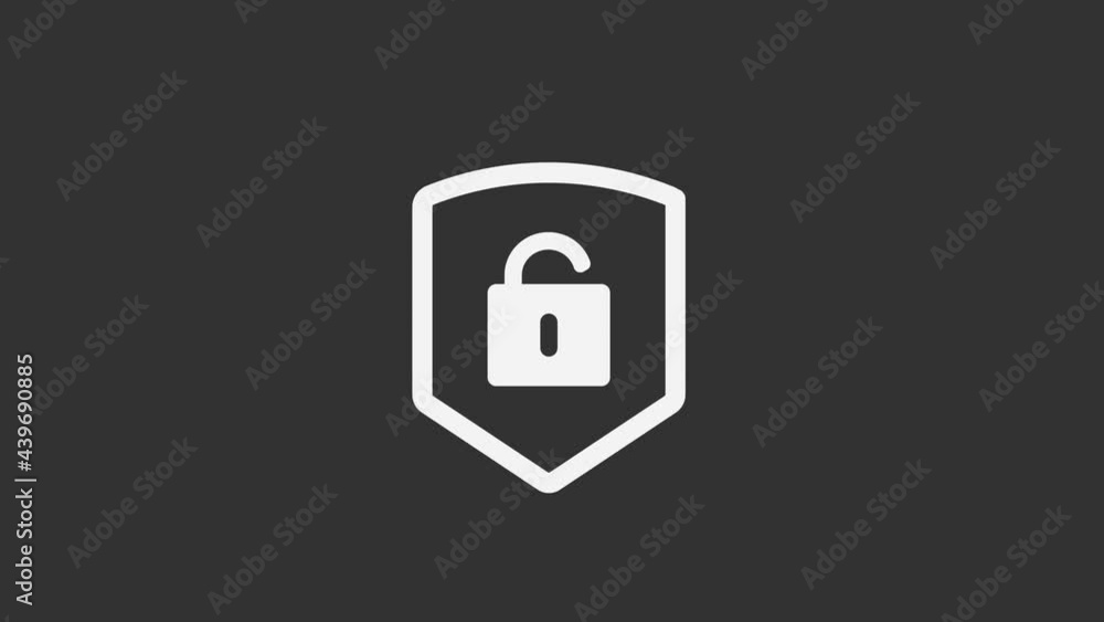 Lock on the shield security concept animation. Isolated on black. Lock on the shield security concept animation. Isolated on black.