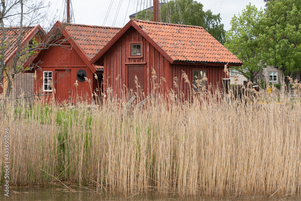Boathouses in Fredrikstad, Norway.