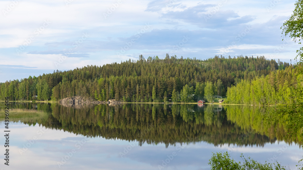 Calm lake Päijänne in Jämsä in Finnish summer weather