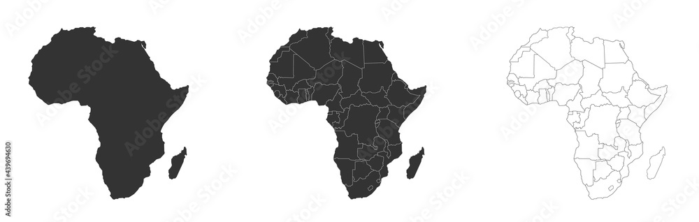 Africa map with federal states. Gary and white map