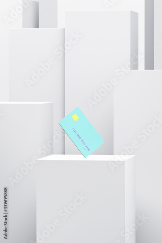 Blue credit card on product display podium  photo