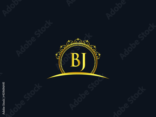 Initial BJ Letter, Luxury bj Logo Icon Vector For Hotel, Heraldic, Jewelry, Fashion, Royalty With Gold Color Image Design