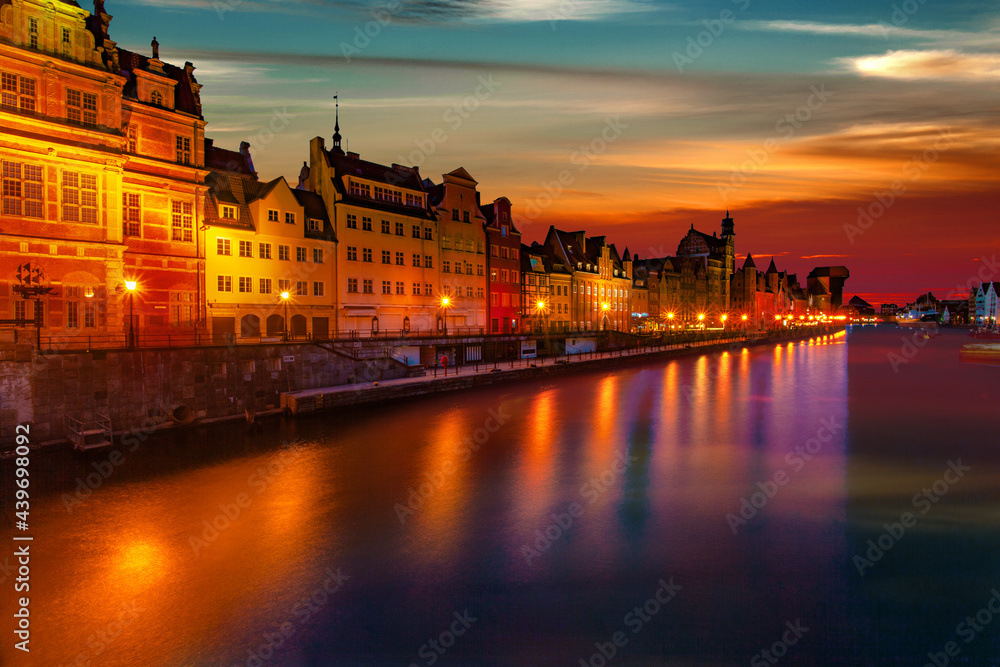 Old City on sunset. Gdansk, Poland.