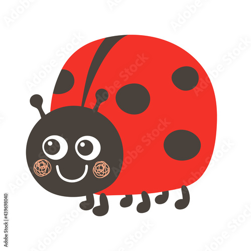 Cute kawaii ladybug smiles. Ladybug children's illustration in cartoon style.