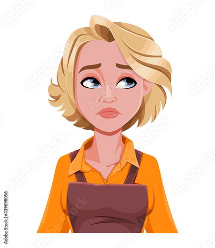 Face expression of beautiful woman barista