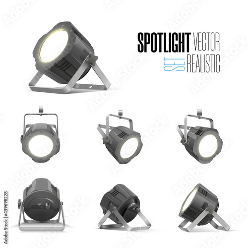 Lighting equipment set for an interview of a show contest or exhibition pavilion.