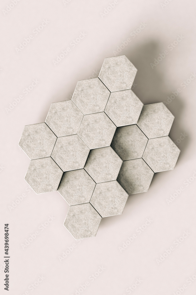 Abstract Marble hexagons on grey background Abstract Marble hexagons on grey background