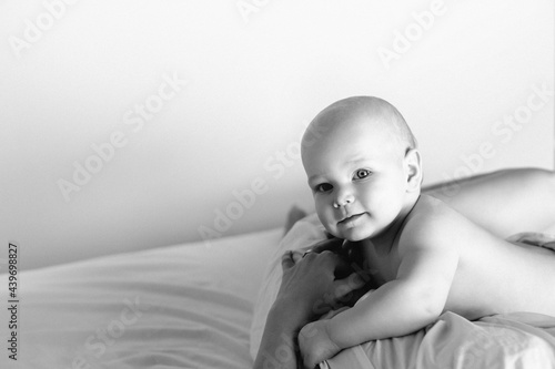 Black and white baby portrait photo