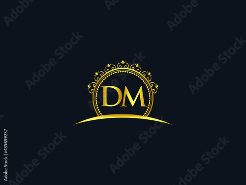 Initial DMLetter, Luxury dm Logo Icon Vector For Hotel, Heraldic, Jewelry, Fashion, Royalty With Gold Color Image Design photo