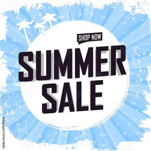 Summer Sale, discount poster design template, store offer, season shopping, promotion banner, vector illustration