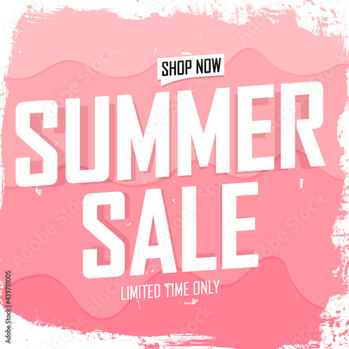 Summer Sale, discount poster design template, store offer, season shopping, promotion banner, vector illustration