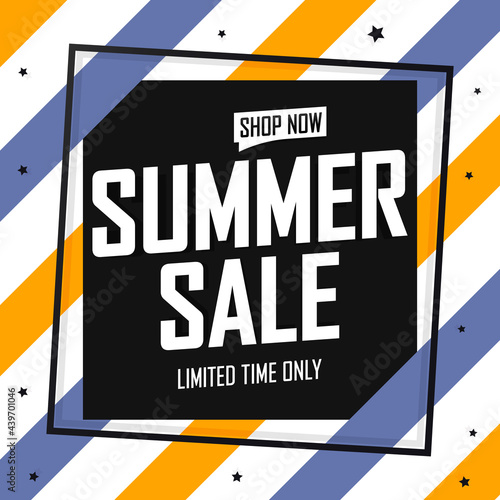 Summer Sale, discount poster design template, store offer, season shopping, promotion banner, vector illustration