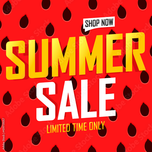 Summer Sale, discount poster design template, store offer, season shopping, promotion banner, vector illustration