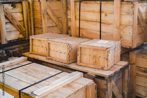 Stacks Of Wooden Boxes