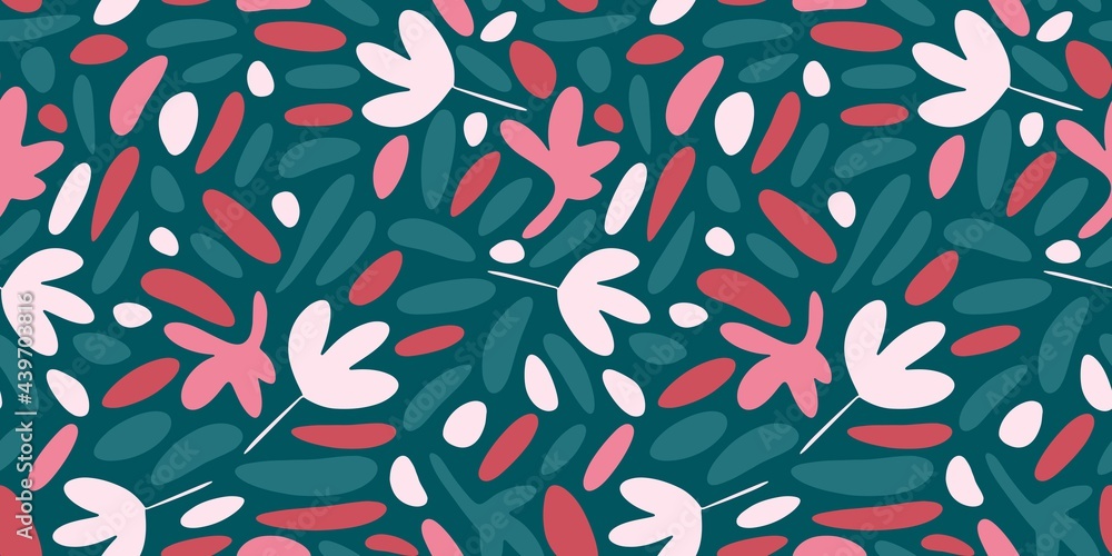 Seamless vector pattern with floral and geometric elements. For textile, packaging desins and any surfaces. Seamless vector pattern with floral and geometric elements. For textile, packaging desins and any surfaces.