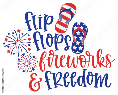 Flip Flops Fireworks Freedom Vector 4th of July Fourth of July