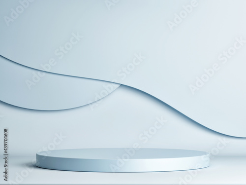 Abstract geometry podium for product presentation, blue background, 3d render, 3d illustration.