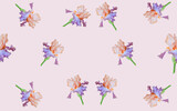 pattern with purple iris flowers