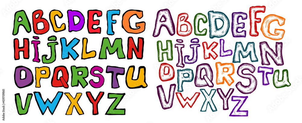 Colorful letters. Cheerful graphic letters. Vector illustration