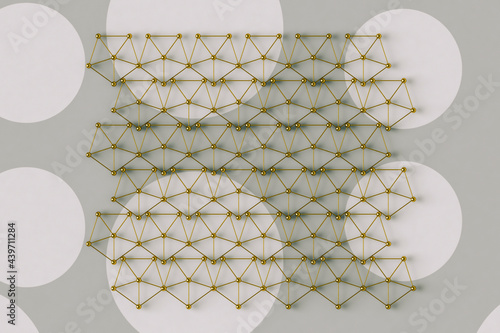 Abstract goldish grid on grey background photo