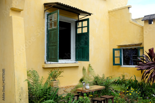 Summer garden in the ancient house photo