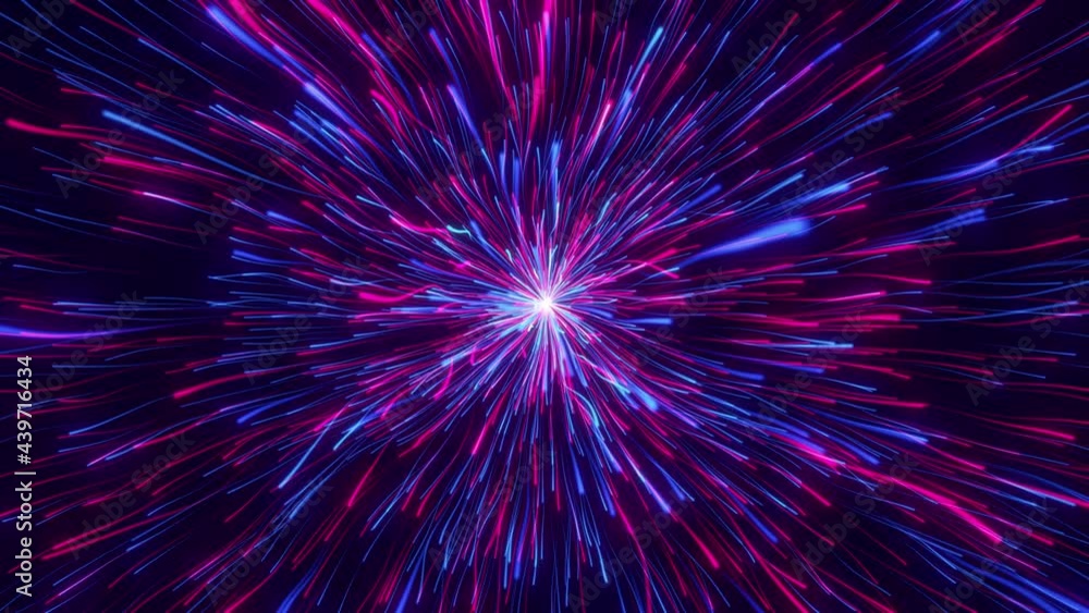 Flowing shiny particles with colorful wavy trails. Stream of neon rays. Seamless loop Flowing shiny particles with colorful wavy trails. Stream of neon rays. Seamless loop
