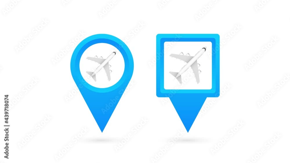 Airport pin for concept design. Pin point icon. Map symbol. Location, pointer icon symbol design . Motion graphics. Airport pin for concept design. Pin point icon. Map symbol. Location, pointer icon symbol design . Motion graphics.