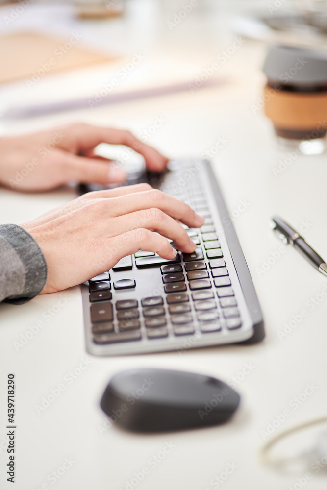 Crop man using computer keyborad Crop man using computer keyborad