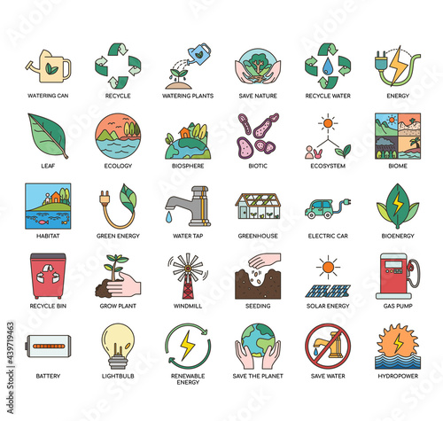 Set of Ecology thin line and pixel perfect icons for any web and app project.