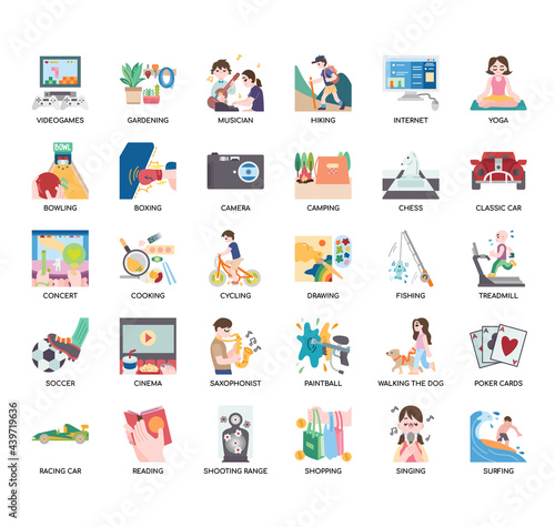 Hobbies , Thin Line and Pixel Perfect Icons