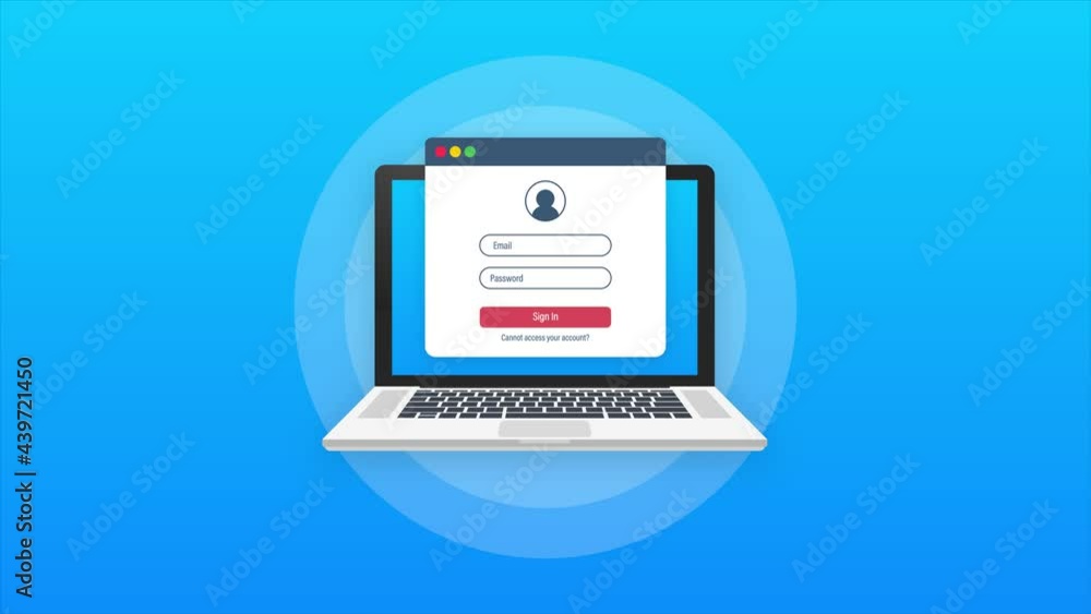 Login page on laptop screen. Notebook and online login form, sign in page. User profile, access to account concepts. Motion graphics. Login page on laptop screen. Notebook and online login form, sign in page. User profile, access to account concepts. Motion graphics.