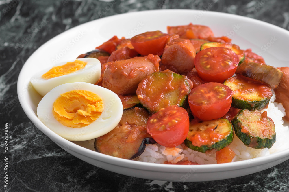 夏野菜のトマト煮込みライス Stock Photo Adobe Stock