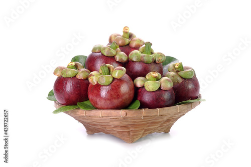 Mangosteen isolated on white background. Mangosteen, the famous exotic delicious tropical fruits from Thailand. Mangosteen also known as Queen of fruits.