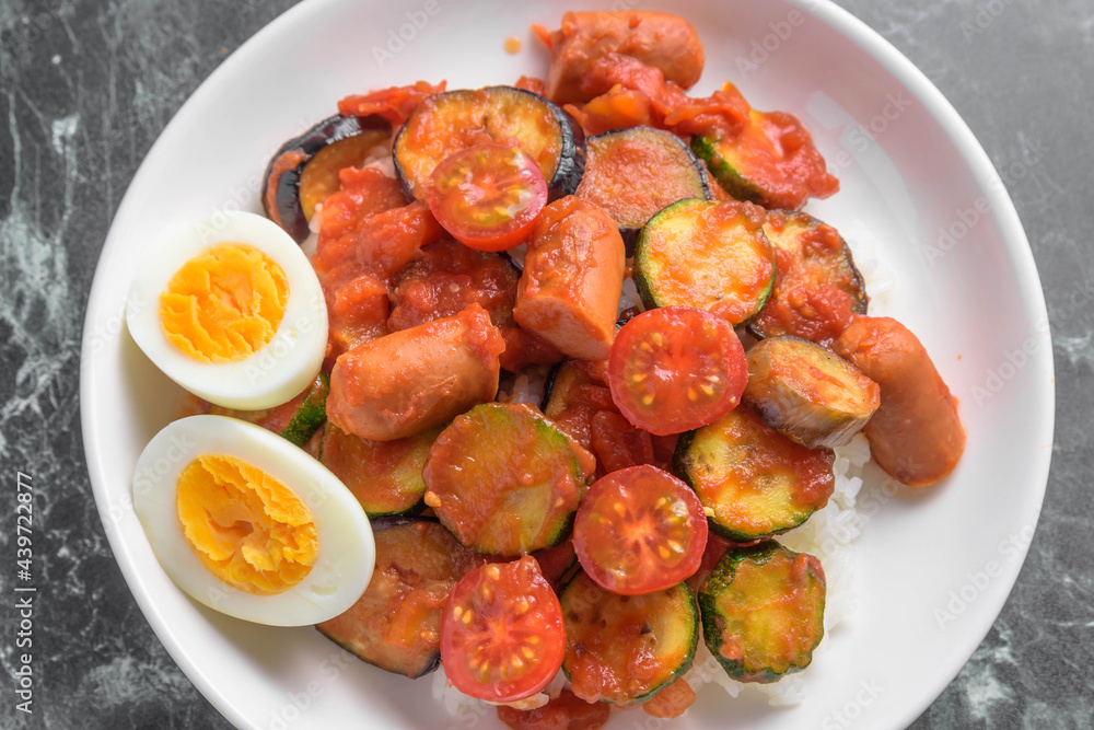 夏野菜のトマト煮込みライス 夏野菜のトマト煮込みライス