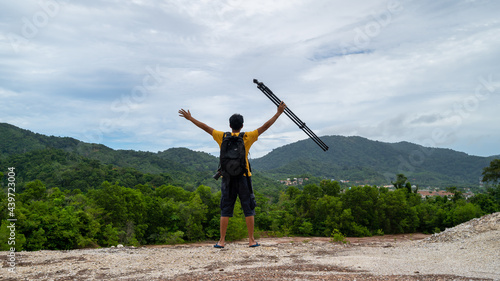 Professional man Photography on high mountain take a picture Landscape nature view at Phuket Thailand