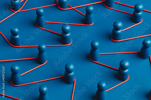 Representation of a network connections in blue tones photo