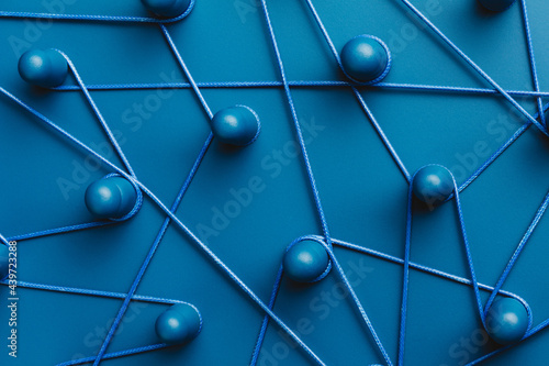 Representation of a network connections in blue tones