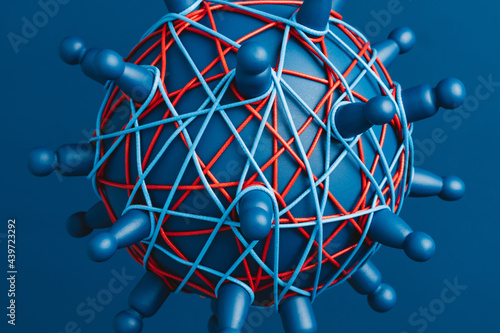Representation of a network  connections on a globe in blue tones