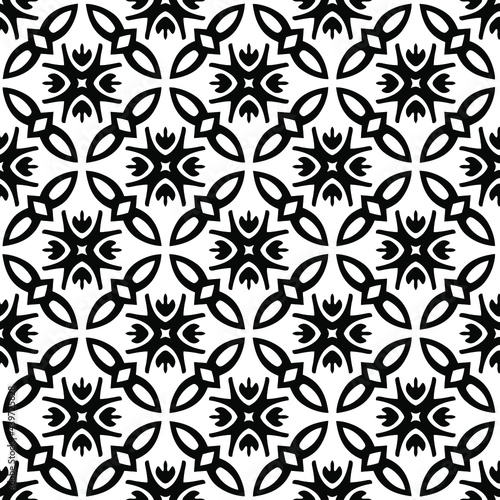 floral seamless pattern background.Geometric ornament for wallpapers and backgrounds. Black and white pattern. 