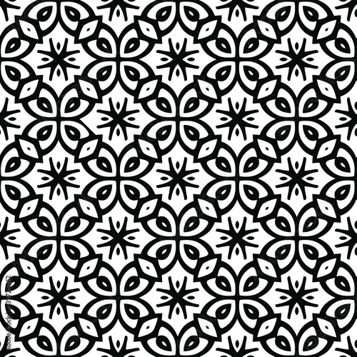 floral seamless pattern background.Geometric ornament for wallpapers and backgrounds. Black and white pattern. 