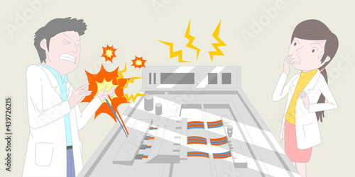 산업 안전 관리 전기 안전 삽화_전기 기계 감전