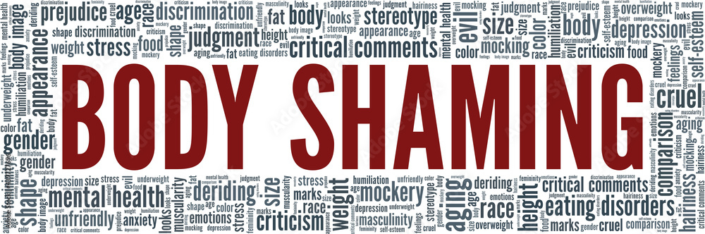 Fototapeta Body shaming vector illustration word cloud isolated on a white background.