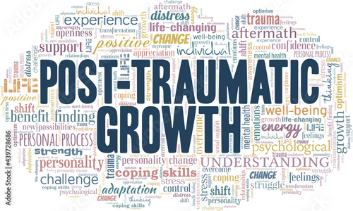 Post-Traumatic Growth vector illustration word cloud isolated on a white background.