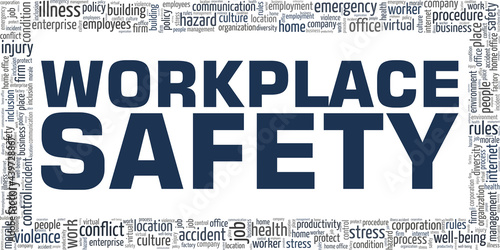 Workplace safety vector illustration word cloud isolated on a white background.