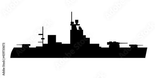 Single of silhouettes of warships for design and