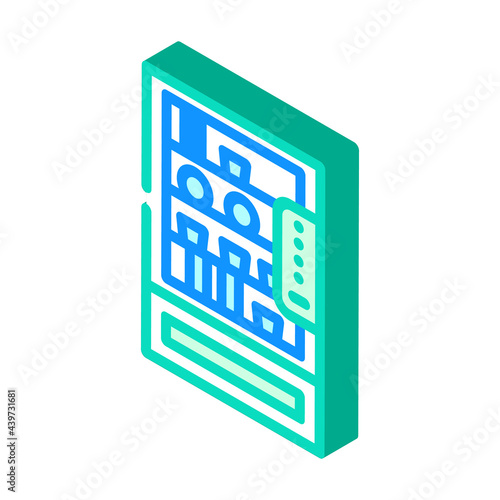 vending machine with food and drinks in canteen isometric icon vector. vending machine with food and drinks in canteen sign. isolated symbol illustration