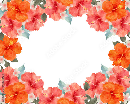 Wallpaper Mural 水彩のハイビスカスの花フレーム Torontodigital.ca
