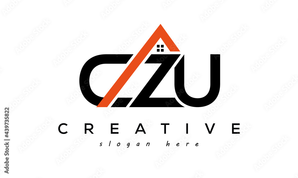 CZU letters real estate construction logo vector - obrazy, fototapety, plakaty 